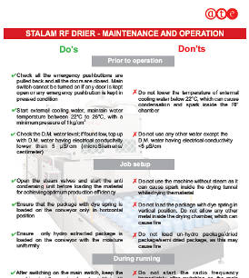 Stalam RF driers – operation and maintenance